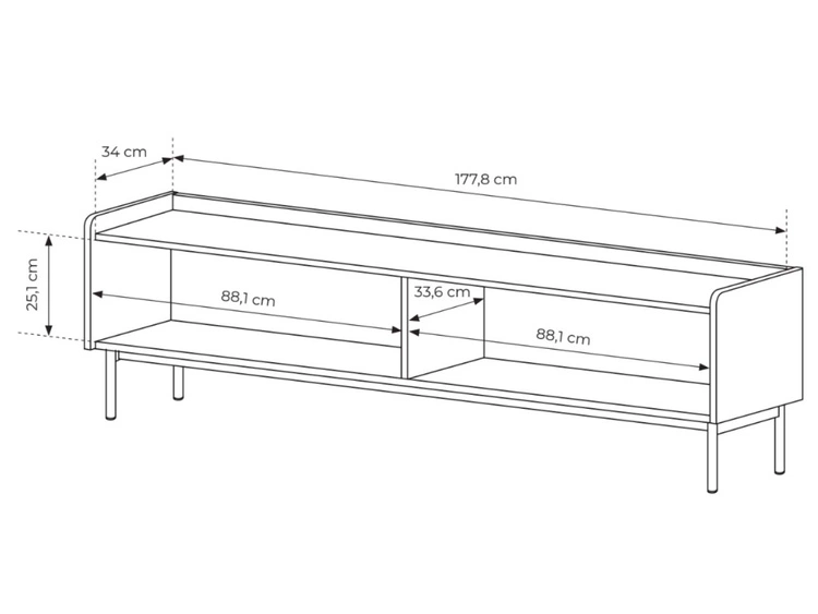 Szafka pod telewizor z drzwiczkami 181 cm Abios Beżowa, Dąb Scandi