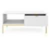 Stolik kawowy z szufladą Amber biały na złotych nogach