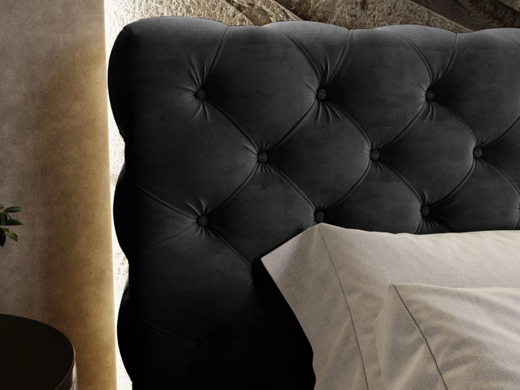 Łóżko tapicerowane z pojemnikiem i stelażem 160x200 Apollo Czarne