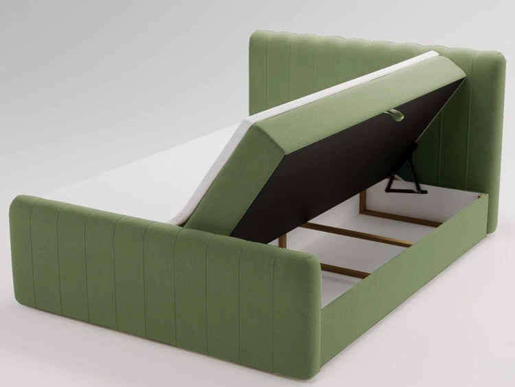 Łóżko kontynentalne z pojemnikiem na pościel 160x200 Osteno Zielone