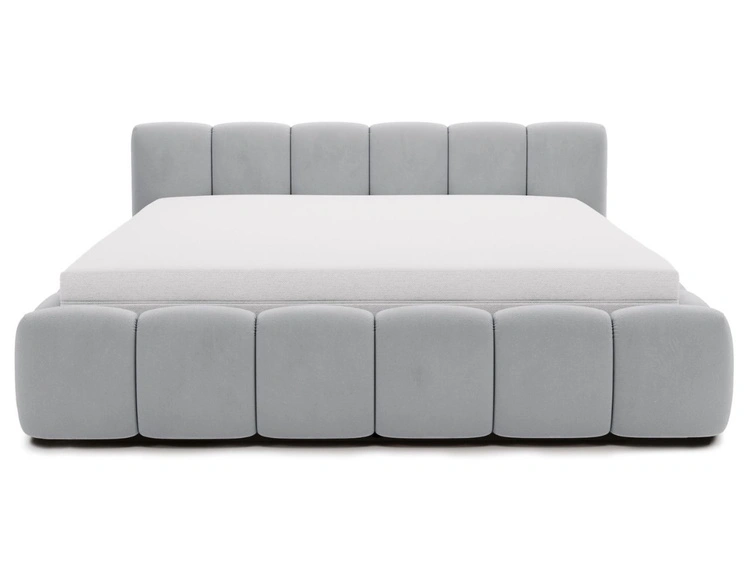 Łóżko tapicerowane z pojemnikiem i stelażem 200x200 Cloud Low szare