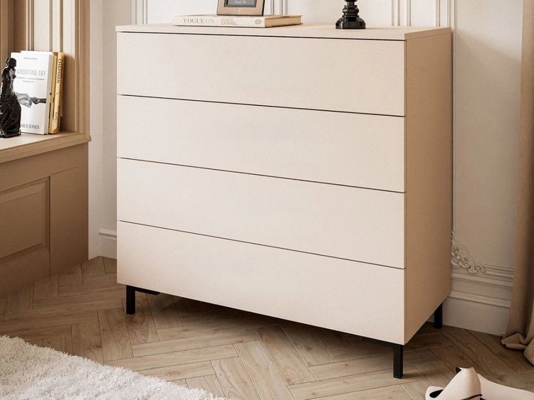 Komoda z szufladami i oświetleniem LED na czarnych nogach Nuveo Kaszmir