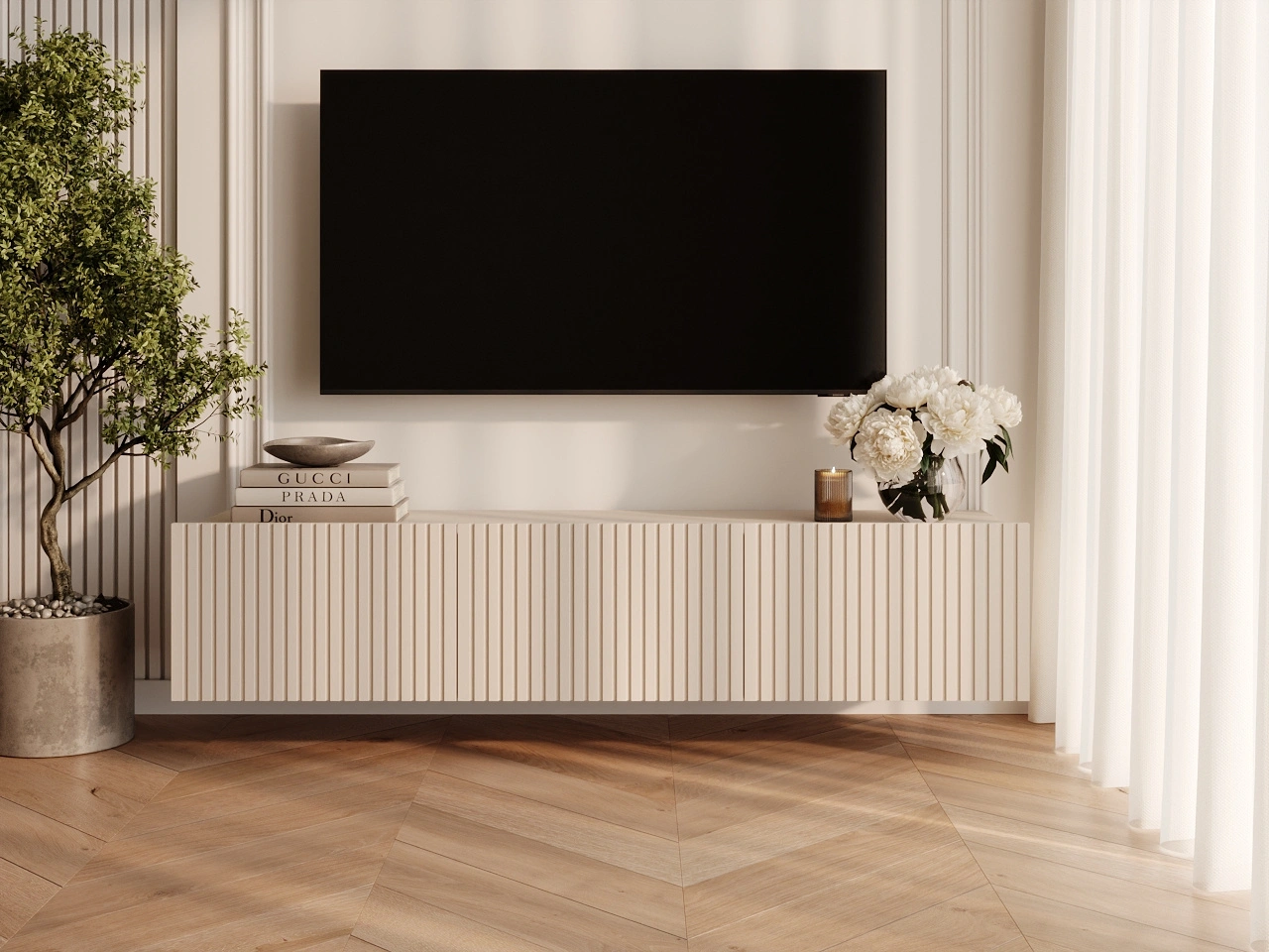Szafka pod telewizor z drzwiczkami 150 cm Kioto Kaszmir