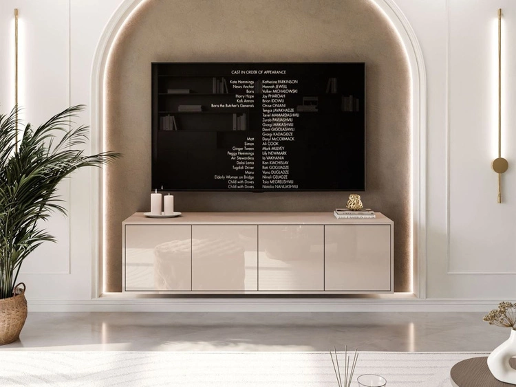 Szafka RTV wisząca pod telewizor z drzwiczkami Vivance kaszmir połysk