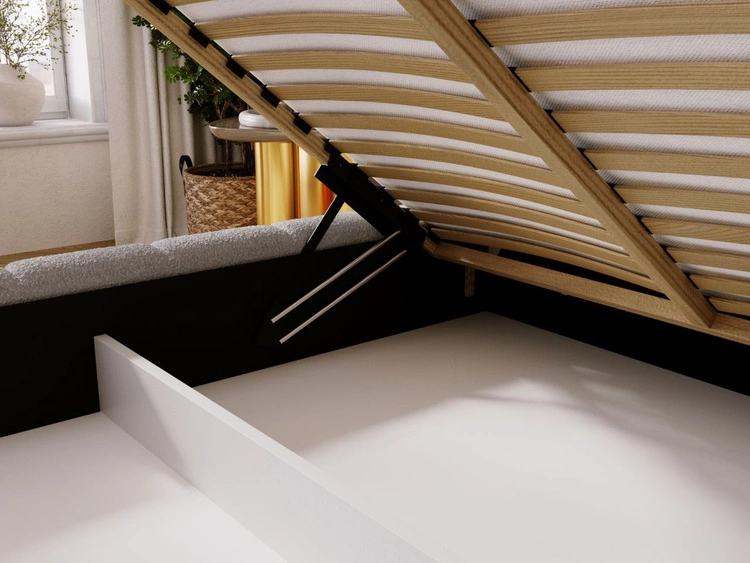 Łóżko tapicerowane z pojemnikiem i stelażem 160x200 Alicante Szare