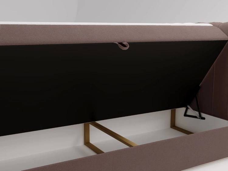 Łóżko kontynentalne z pojemnikiem na pościel 160x200 Osteno Brązowe