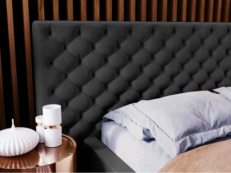 Łóżko tapicerowane z pojemnikiem i stelażem 120x200 cm Madera Czarne