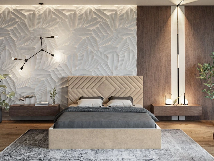 Łóżko tapicerowane z pojemnikiem i stelażem 120x200 Loris Beżowe