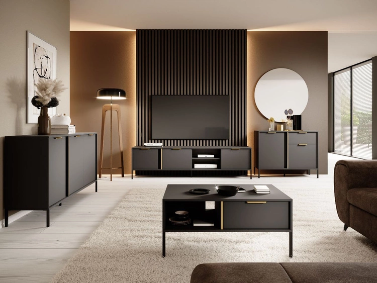 Szafka pod telewizor z drzwiczkami 203 cm Drino Antracyt