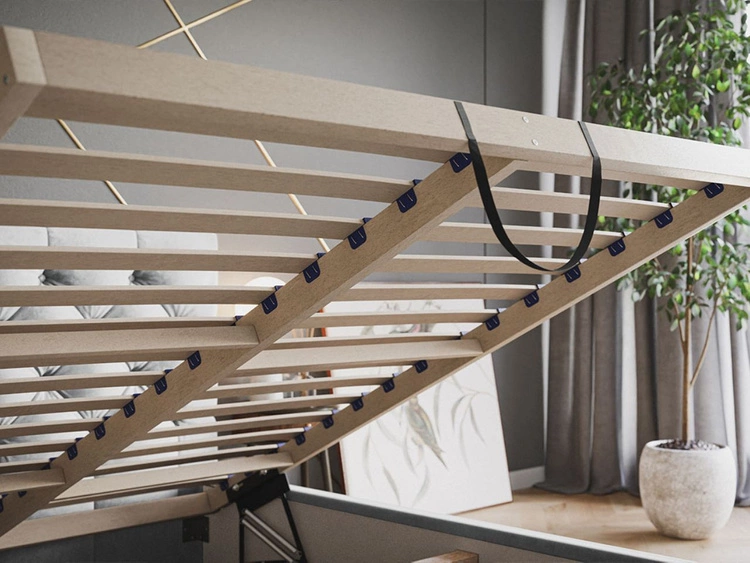 Łóżko tapicerowane z pojemnikiem i stelażem 180x200 Selva Ciemny szary