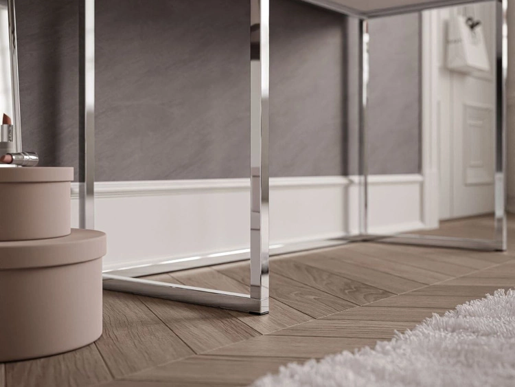 Toaletka glamour z szufladami, lustrem i oświetleniem LED Brisa biały połysk