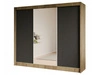Szafa przesuwna z ryflowanym frontem i lustrem 250 cm Fano Dąb Craft Złoty, Czarna