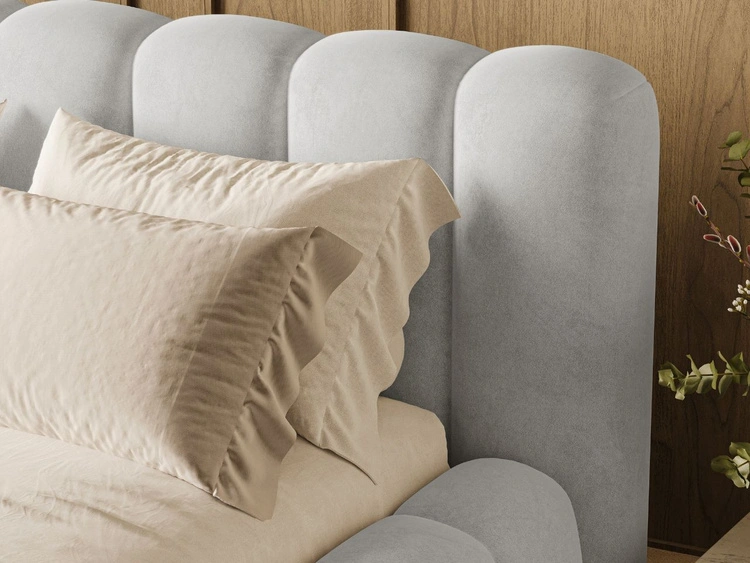 Łóżko tapicerowane z pojemnikiem i stelażem 160x200 Averia Szary