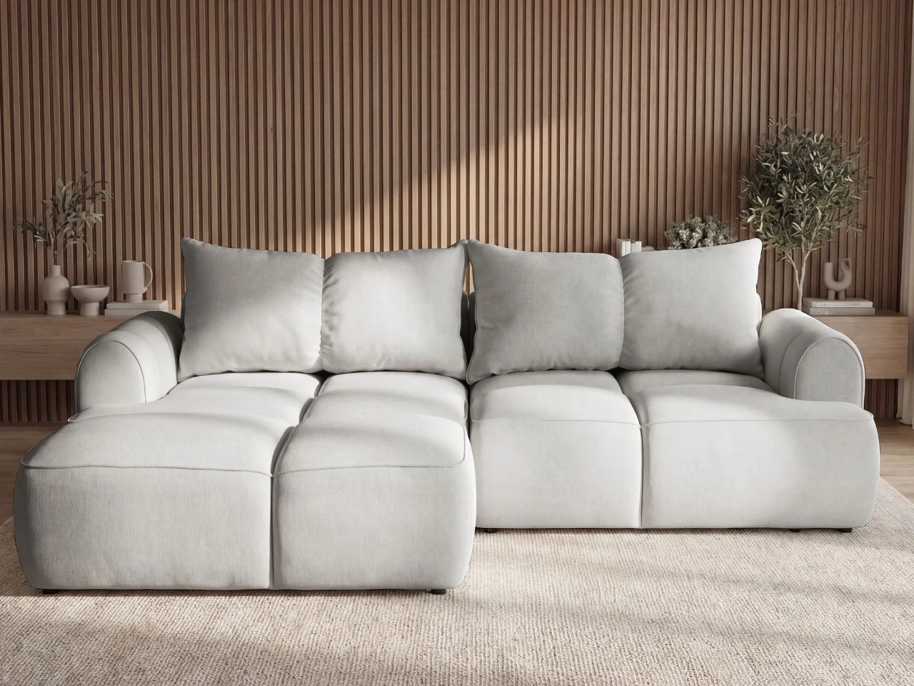 Narożnik L Lewy z funkcją spania i pojemnikiem Boono Szary