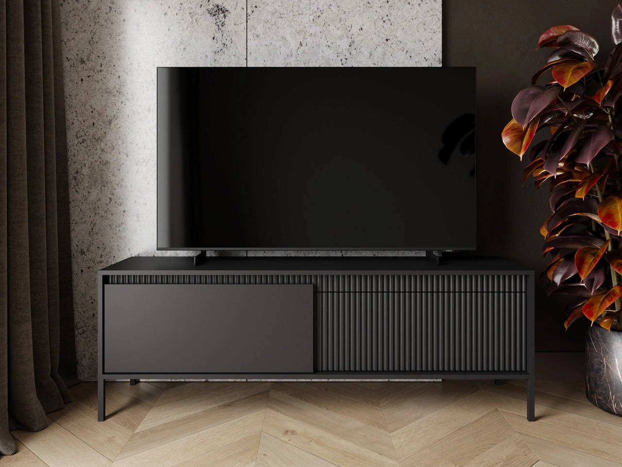 Szafka pod telewizor z drzwiczkami 153 cm Sorano Czarna