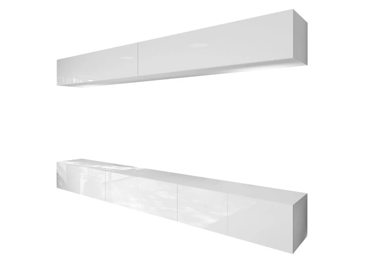 Wisząca meblościanka do salonu Nodoo Biały połysk