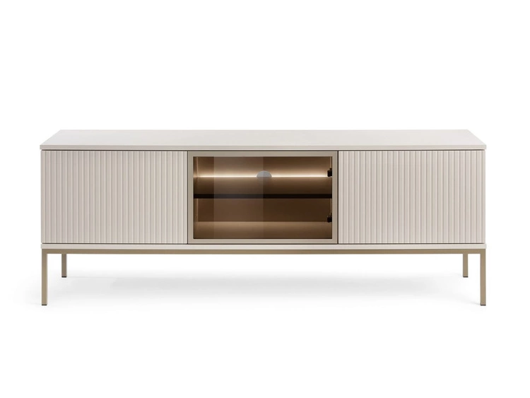 Szafka pod telewizor z szufladami, drzwiczkami i oświetleniem LED Deo Kaszmirowa