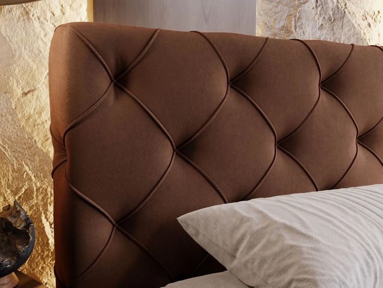 Łóżko tapicerowane z pojemnikiem i stelażem 200x200 Milano Brązowe