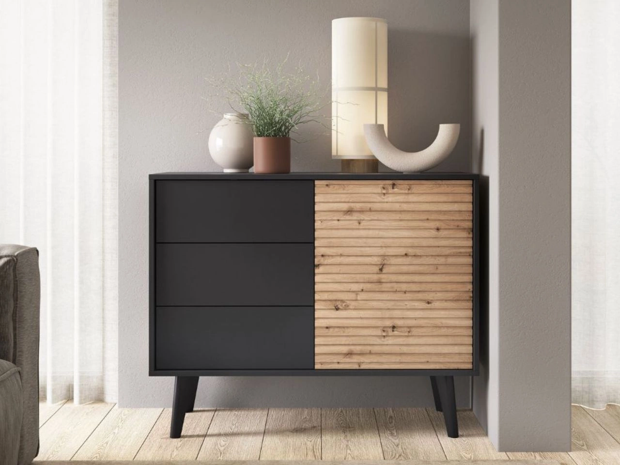 Komoda z drzwiami i szufladami Astro Czarna