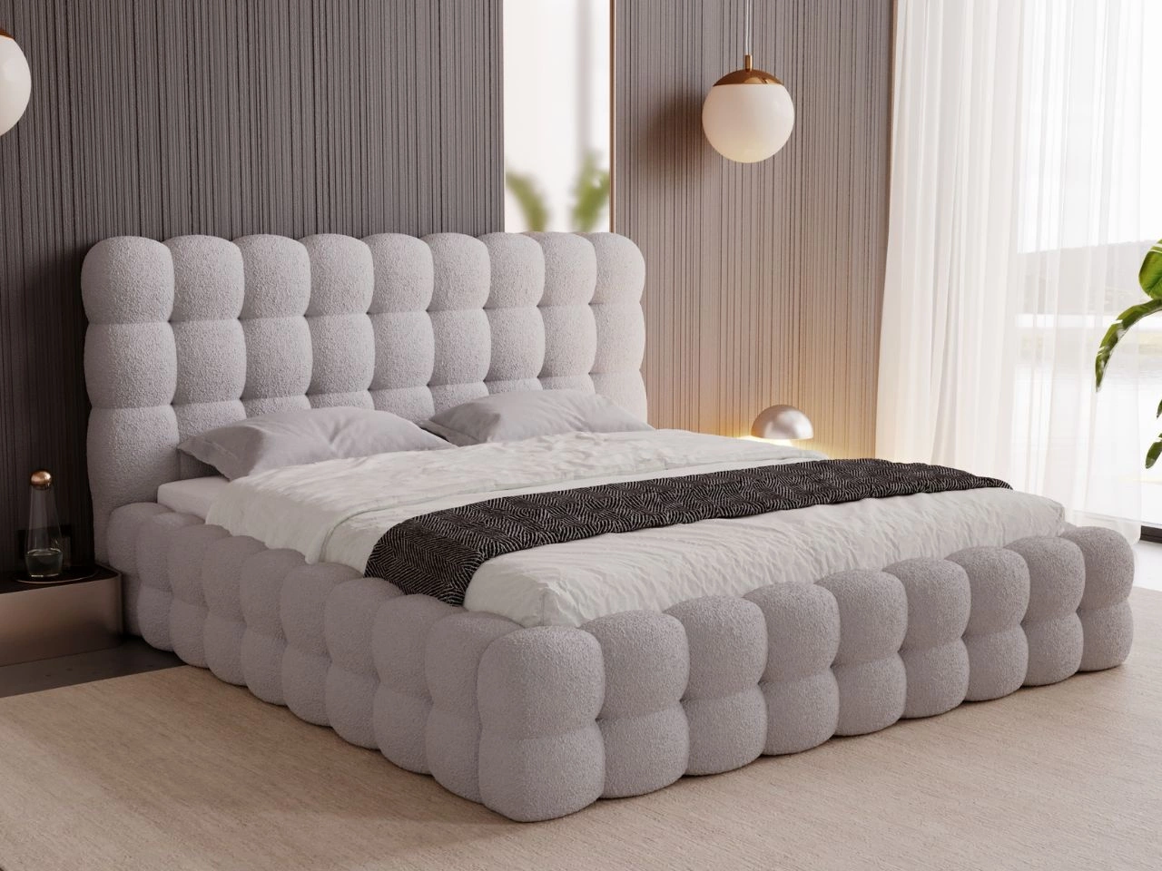 Łóżko tapicerowane z pojemnikiem i stelażem 180x200 Twist Szary