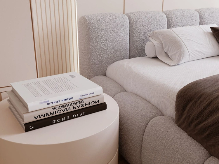 Łóżko tapicerowane z pojemnikiem i stelażem 120x200 Cloud Low szare