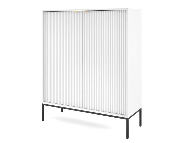 Zestaw mebli do salonu Amber biały na czarnych nogach