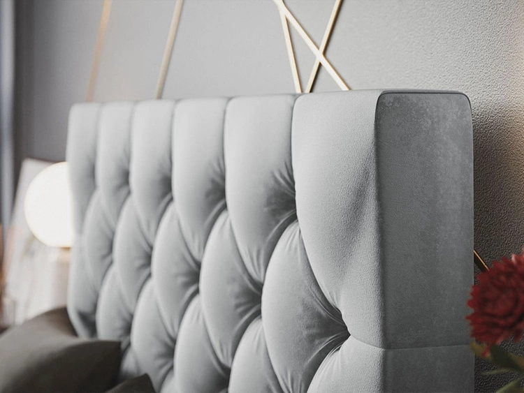 Łóżko tapicerowane z pojemnikiem i stelażem 180x200 Selva Ciemny szary