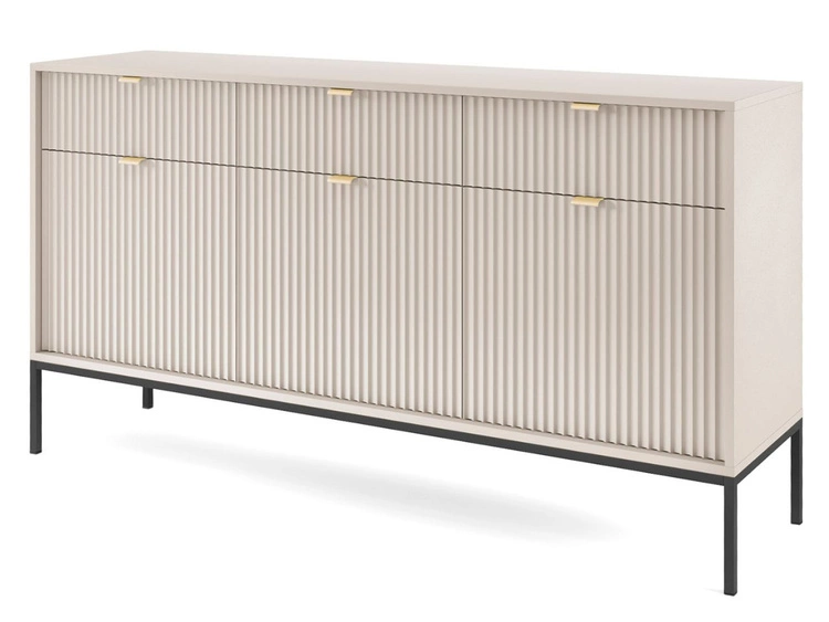 Komoda z drzwiami i szufladami Amber Kaszmir na czarnych nogach