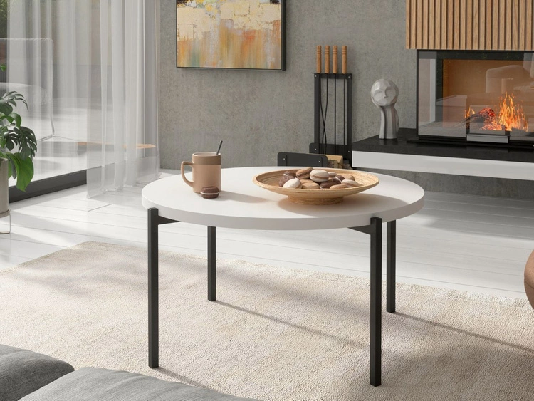 Okrągły Stolik kawowy Sevilla 84 cm Biały mat