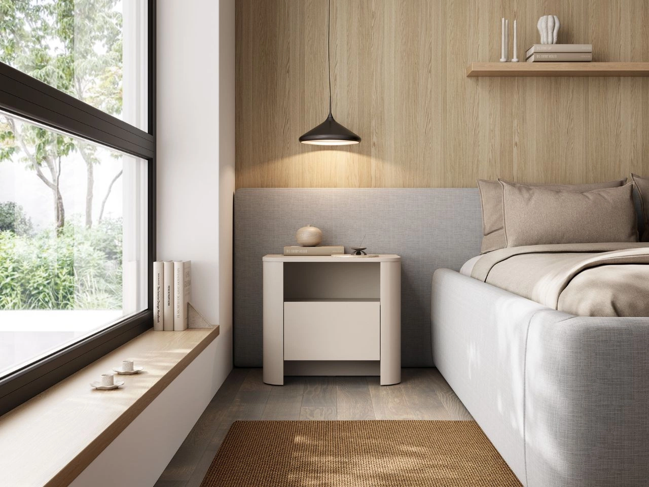 Stolik nocny z szufladą do sypialni Brillo Kaszmir