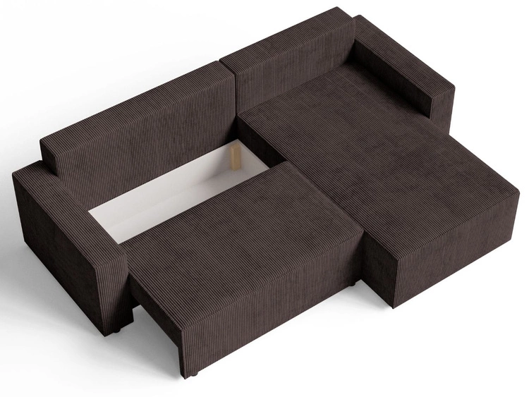 Narożnik L uniwersalny z funkcją spania i pojemnikiem Nivo Brązowy