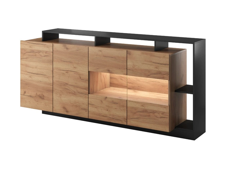 Zestaw mebli do salonu Alvano Dąb craft Złoty, Antracyt