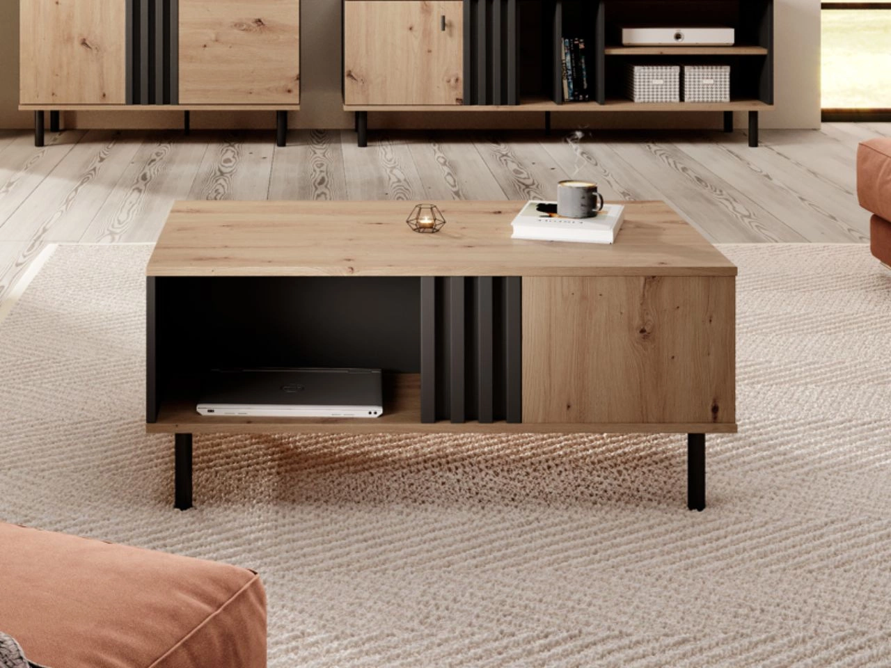 Stolik kawowy Malone Dąb artisan, Antracyt