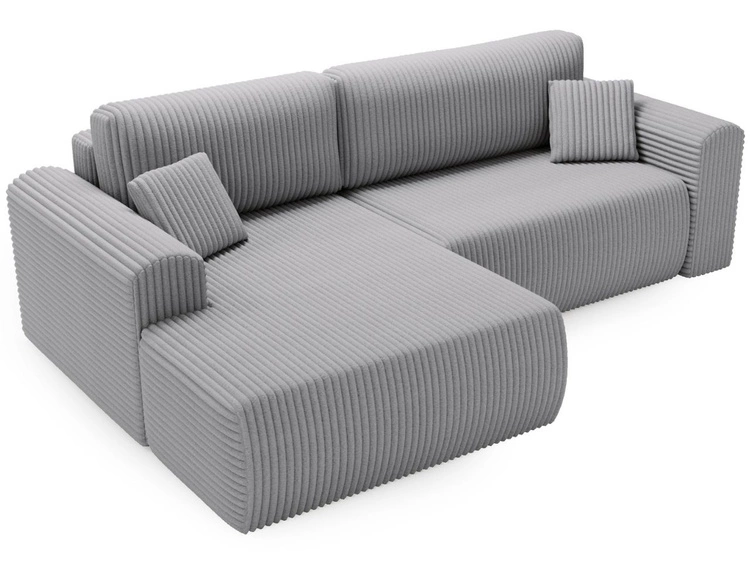 Narożnik z funkcją spania i pojemnikiem Belvio lewy Jasnoszary