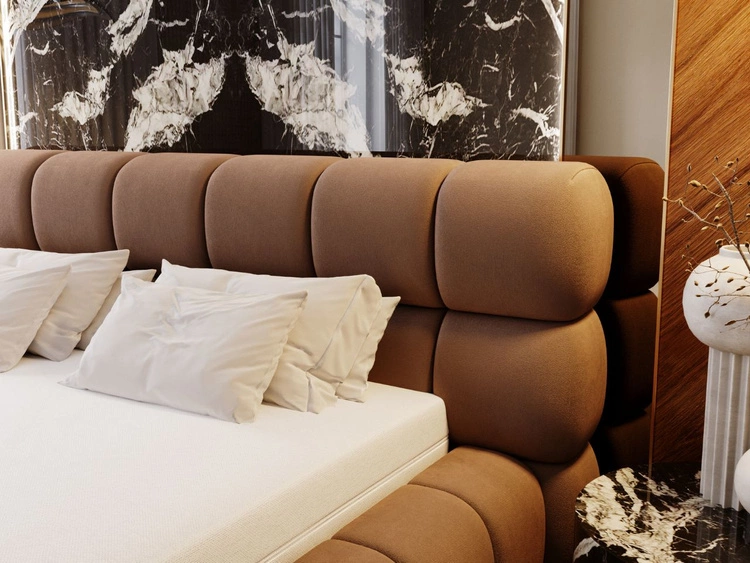 Łóżko tapicerowane z pojemnikiem i stelażem 180x200 Mellow Brązowy