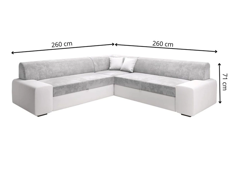 Narożnik L Lewy z funkcją spania i pojemnikiem Fresto Maxi Żółty, Biały