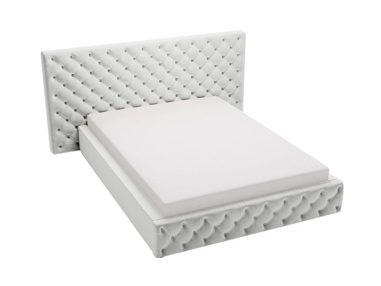 Łóżko tapicerowane z pojemnikiem i stelażem 160x200 cm Madera Jasnoszare