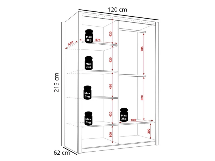 Szafa dwudrzwiowa z drzwiami przesuwnymi 120 Bino Biała