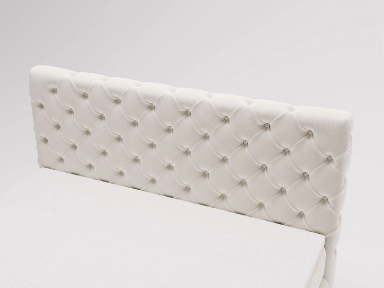 Łóżko kontynentalne z pojemnikiem na pościel 140x200 cm Canolo Kremowe