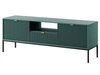 Szafka pod telewizor z szufladami i drzwiczkami Amber zielona na czarnych nogach