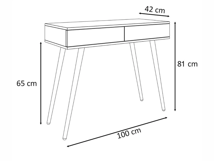 Konsola glamour z szufladami i czarnymi nogami Olivine biały połysk