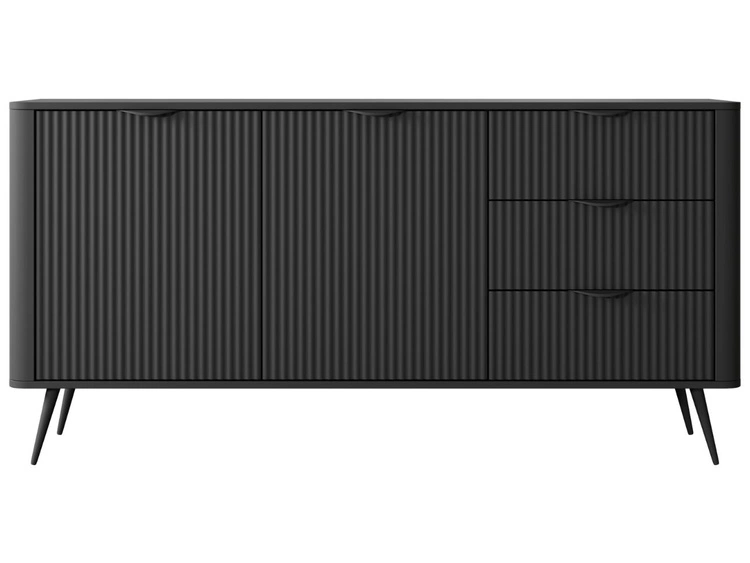 Komoda z szufladami i drzwiami 163 cm Latina Czarna