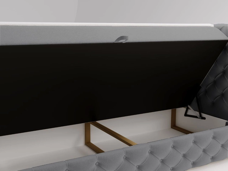 Łóżko kontynentalne z pojemnikiem na pościel 140x200 cm Canolo Szare