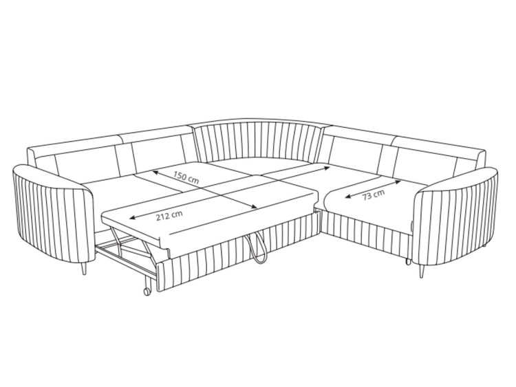 Narożnik L Prawy z funkcją spania i pojemnikiem Limon Pomarańczowy