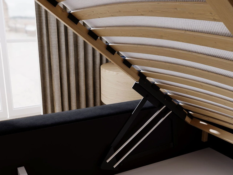 Łóżko tapicerowane z pojemnikiem i stelażem 140x200 Plaza Czarne