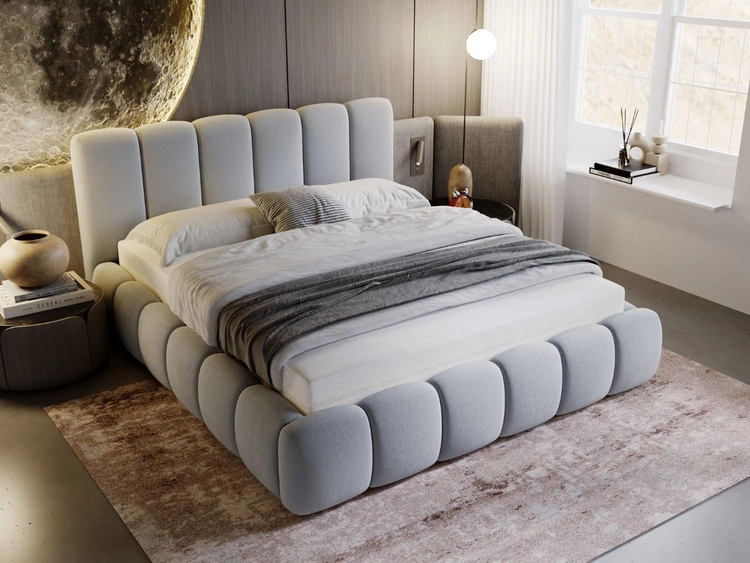 Łóżko tapicerowane bez pojemnika ze stelażem 120x200 Cloud Jasny szary