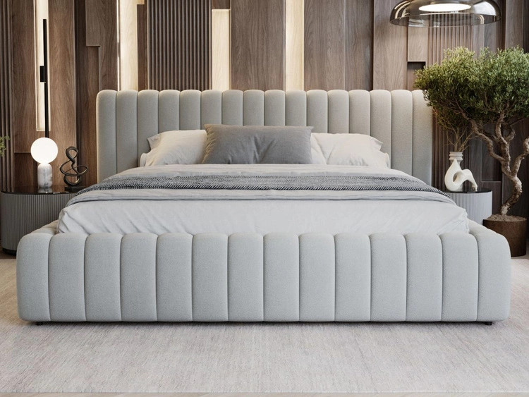 Łóżko tapicerowane z pojemnikiem i stelażem 120x200 Bliss Szare