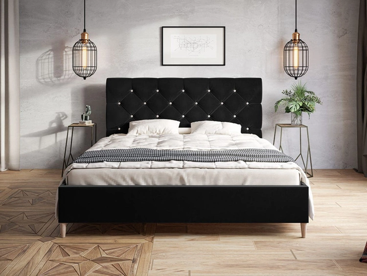 Łóżko tapicerowane ze stelażem 180x200 Tril Czarne