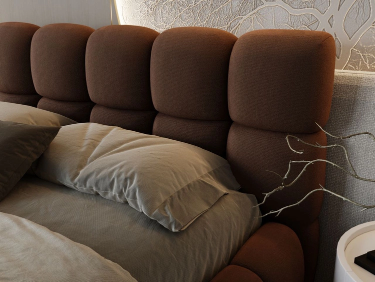 Łóżko tapicerowane z pojemnikiem i stelażem 200x200 Modo Brązowe