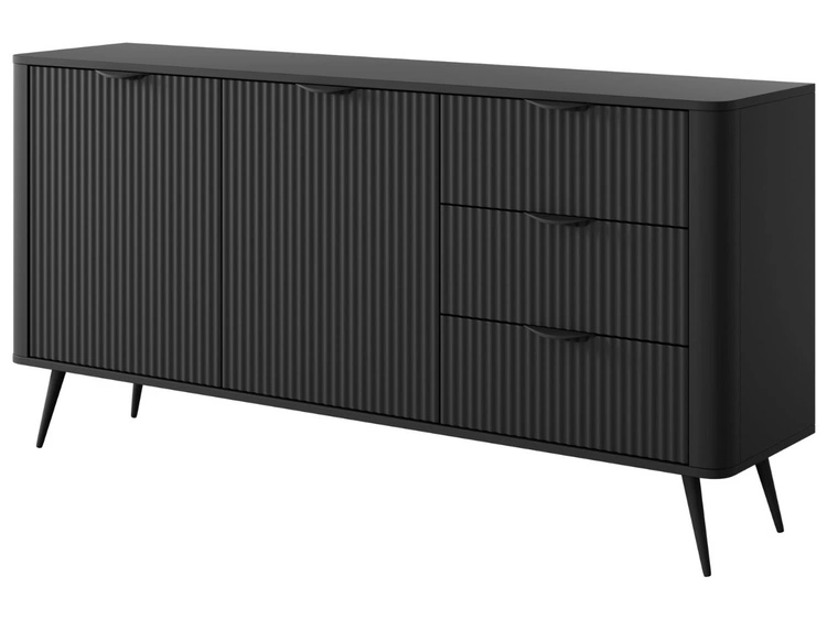 Komoda z szufladami i drzwiami 163 cm Latina Czarna